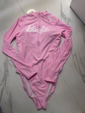 Barbie Light Pink Long Sleeve Zip-Up Bodysuit